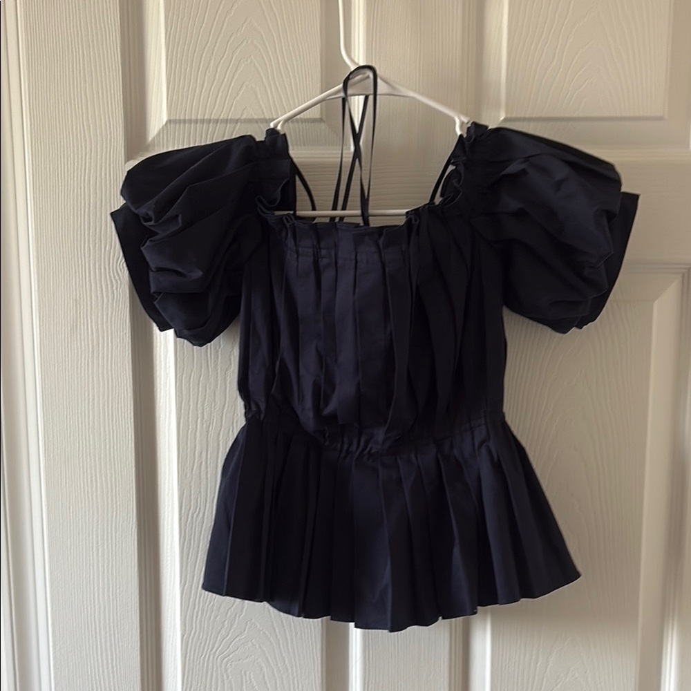 NWT Antonio Melani Elegant Black Puff Sleeve Top